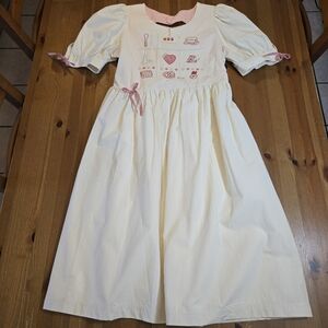 Kina And Tam High Tea Dress Cottagecore Coquette Embroidered Midi Dress Size XL